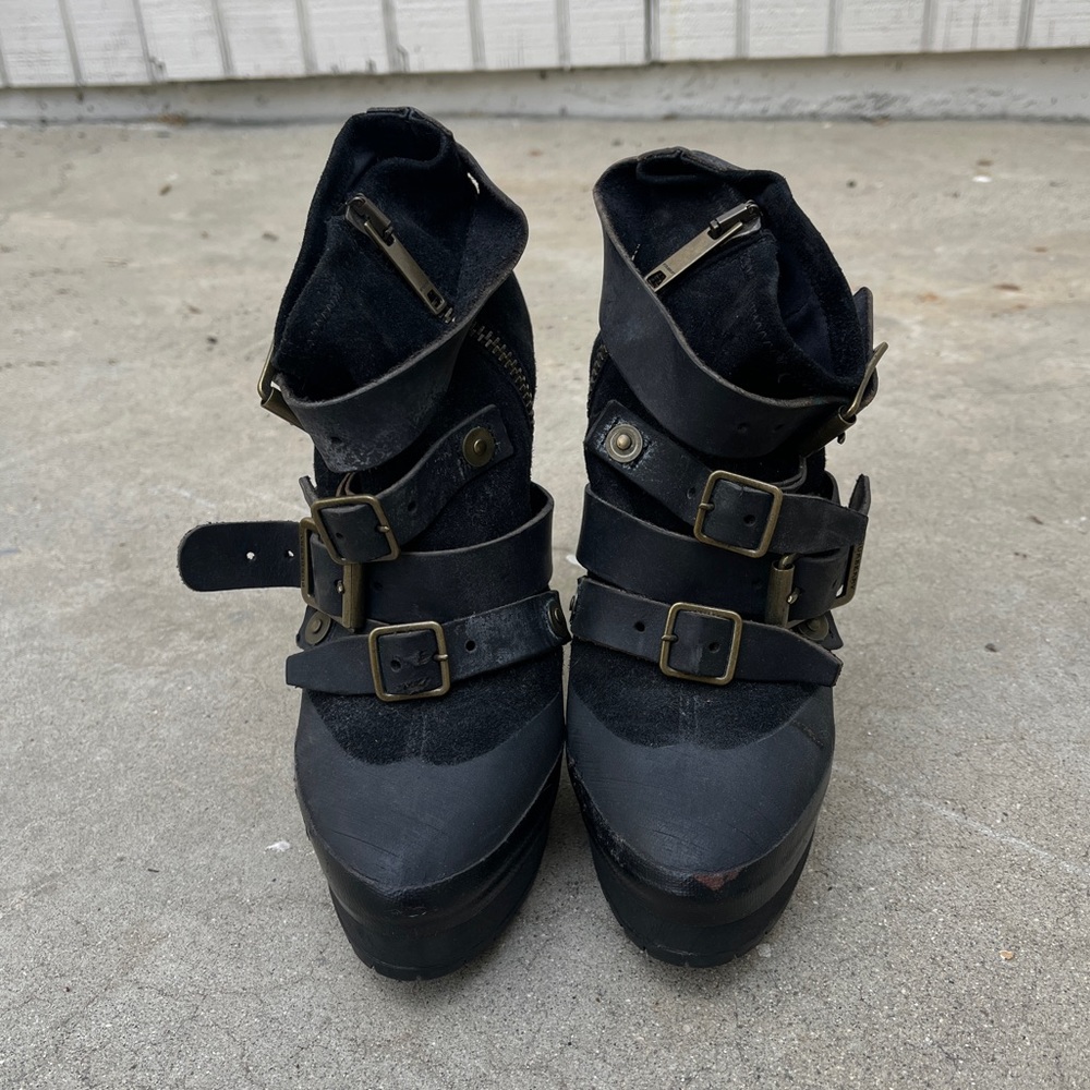 Burberry Buckle Stiletto Heel Boots